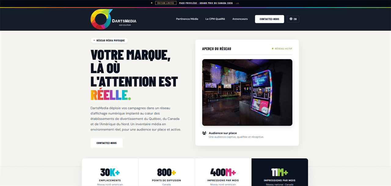 Aperçu du site DartsMedia
